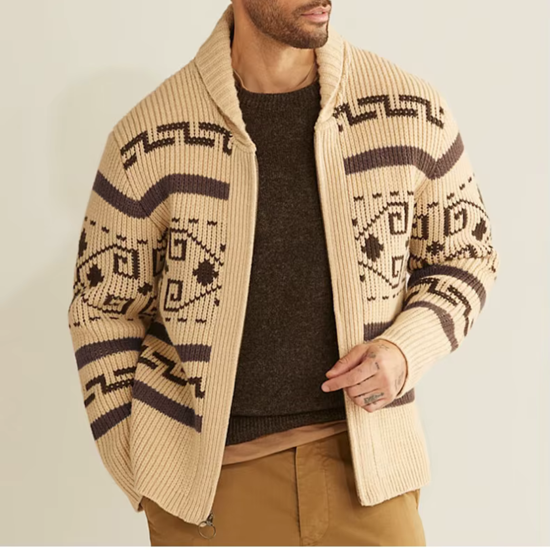 Aztec Knit Cardigan For Men By Street-wave Bold Warmth And Cozy Comfort With A Statement Pattern