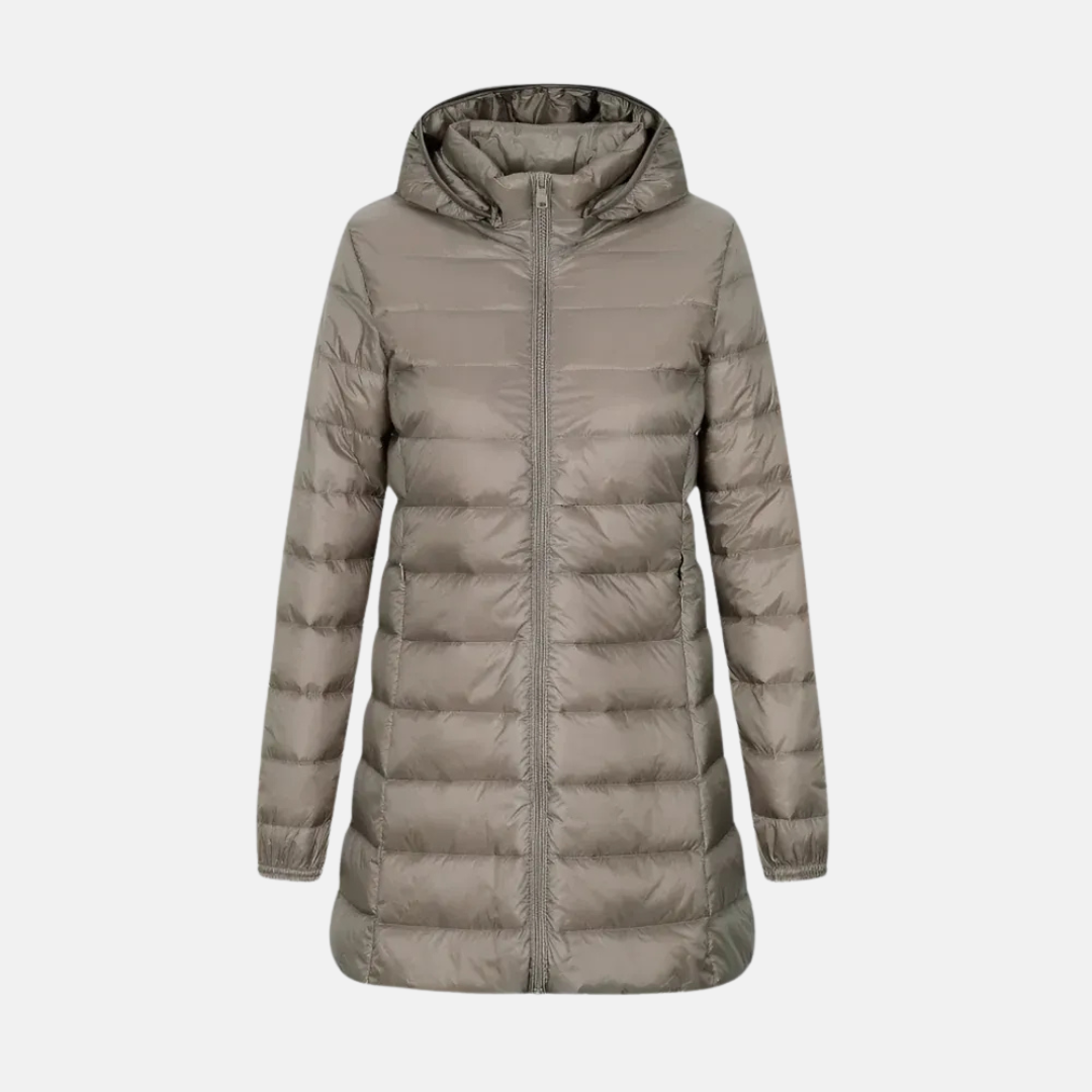 Nordisk-Flair Women's Down Jacket Hooded Quilted Water-Resistant Mid-Thigh