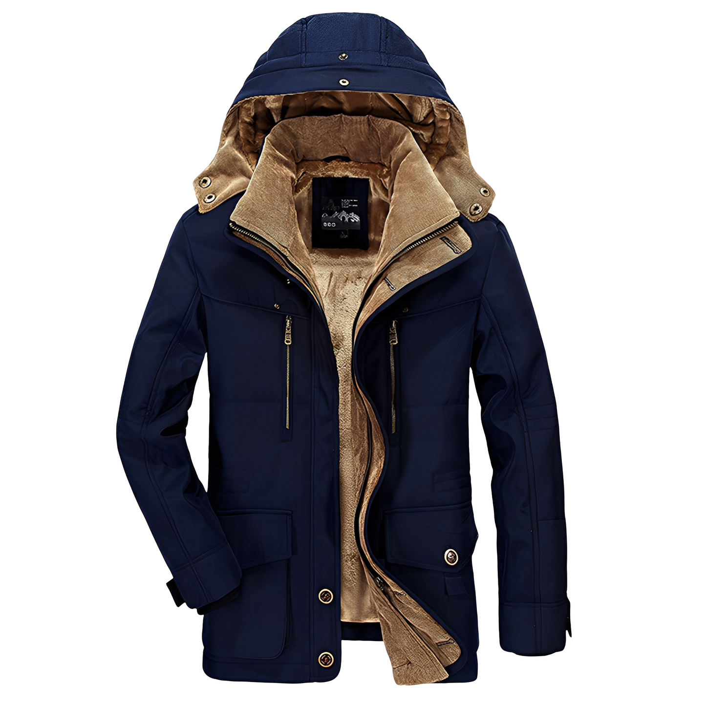 Street-Wave Men Warm Puffer Jacket With Hood Water-Resistant Insulated Winter Coat
