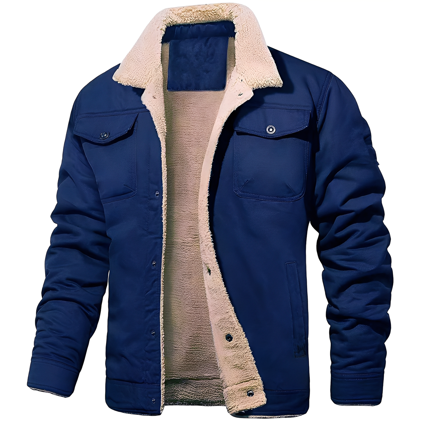 Streetwave Fleece Twill Jacket For Men With Sherpa Lining And Relaxed Fit All Day Comfort