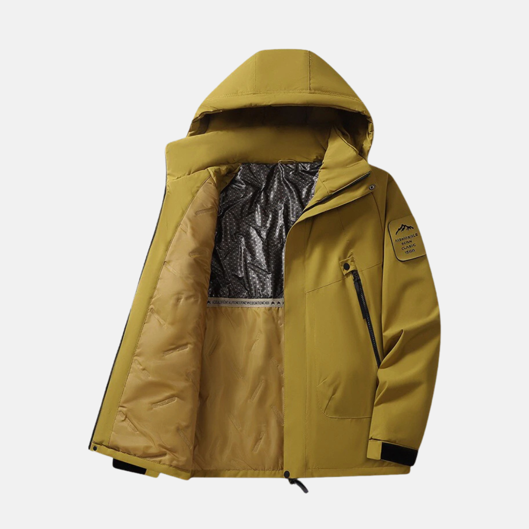Street Wave Mens Hooded Stand Collar Hip Length Coat Winter Warmth