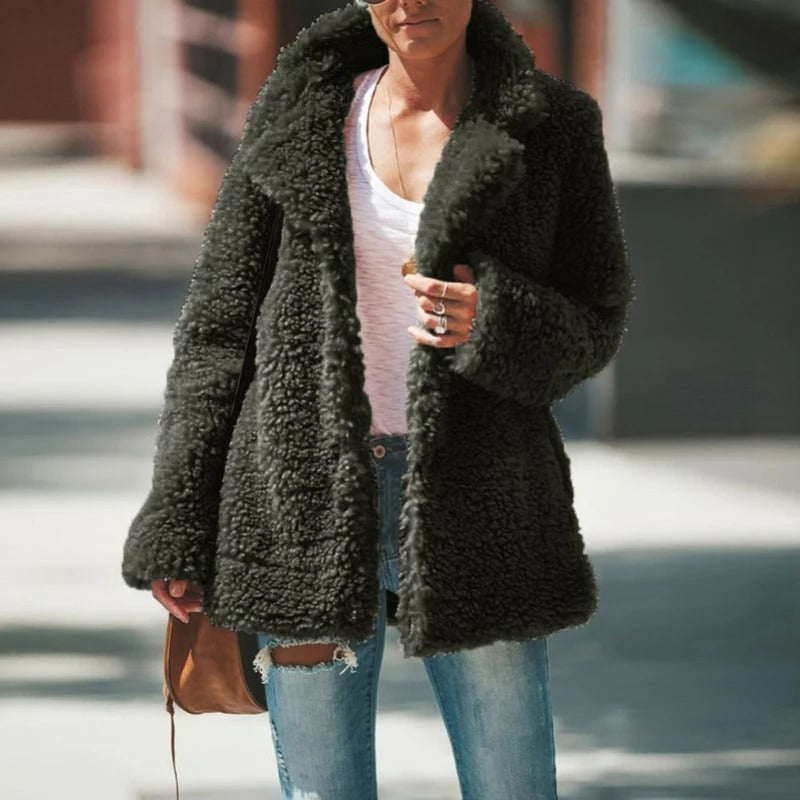 Streetwave Women's Teddy Coat Warm Cozy Plush Fleece For Cold Winter Weather Versatile Outerwear