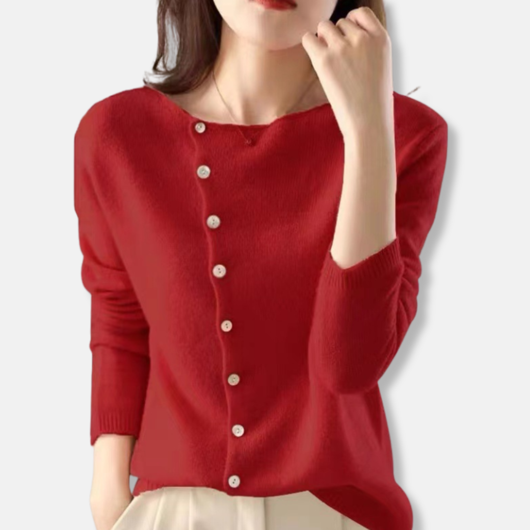 Womens Cardigan Knit Cozy Relaxed StreetWave Asymmetrical Neckline