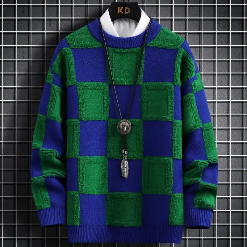 Street Wave Luxe Plaid Cashmere Oversized Pullover For Winter Warmth And Comfort For Women And Men