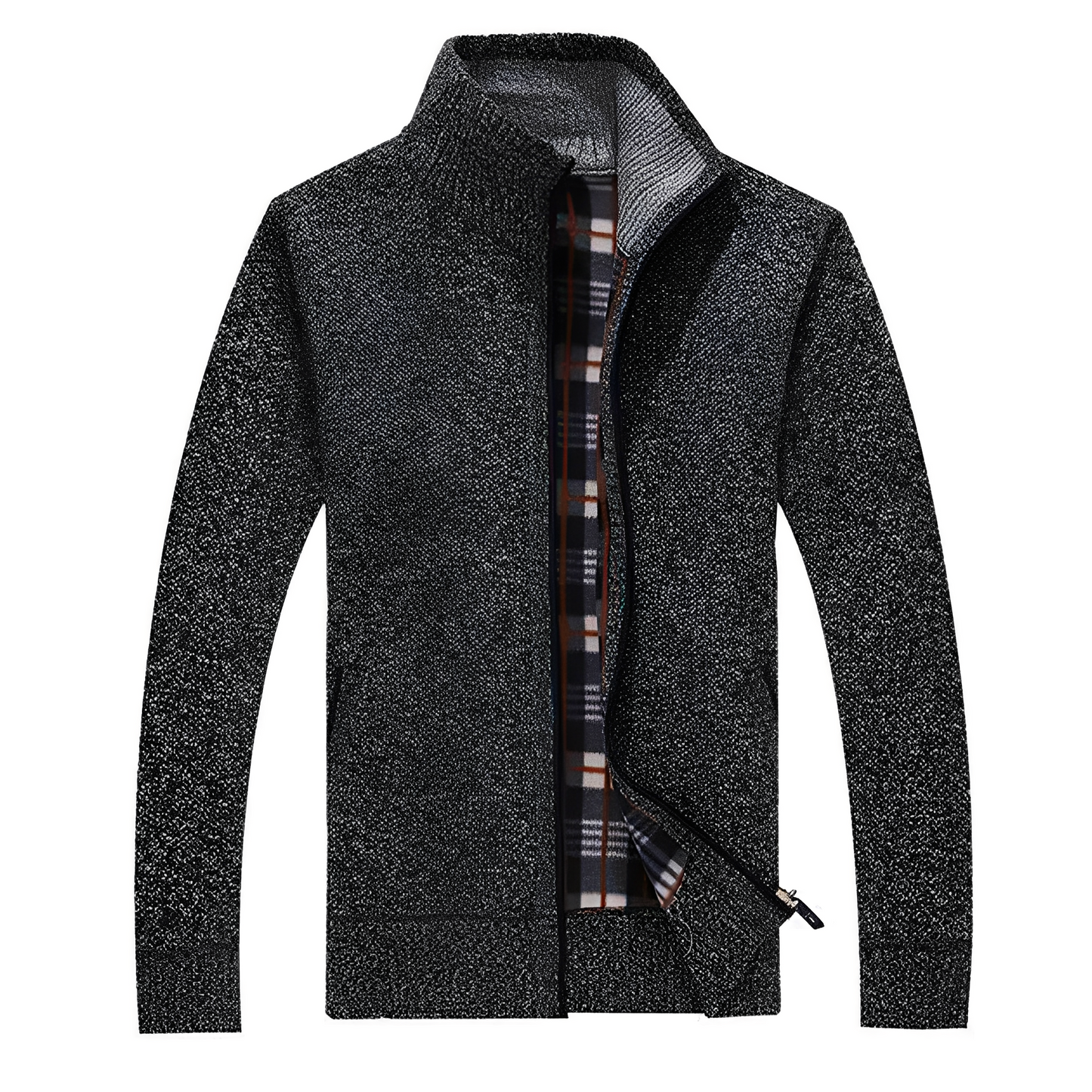 Street-Wave Cardigan For Men With Soft Fleece Lining Cozy Warm Knit Jacket For Cold Days And Layering