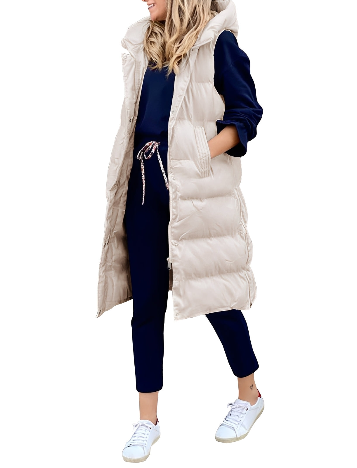 Street Wave Longline Sleeveless Puffer Vest For Women Versatile Warmth Chic Layering Piece