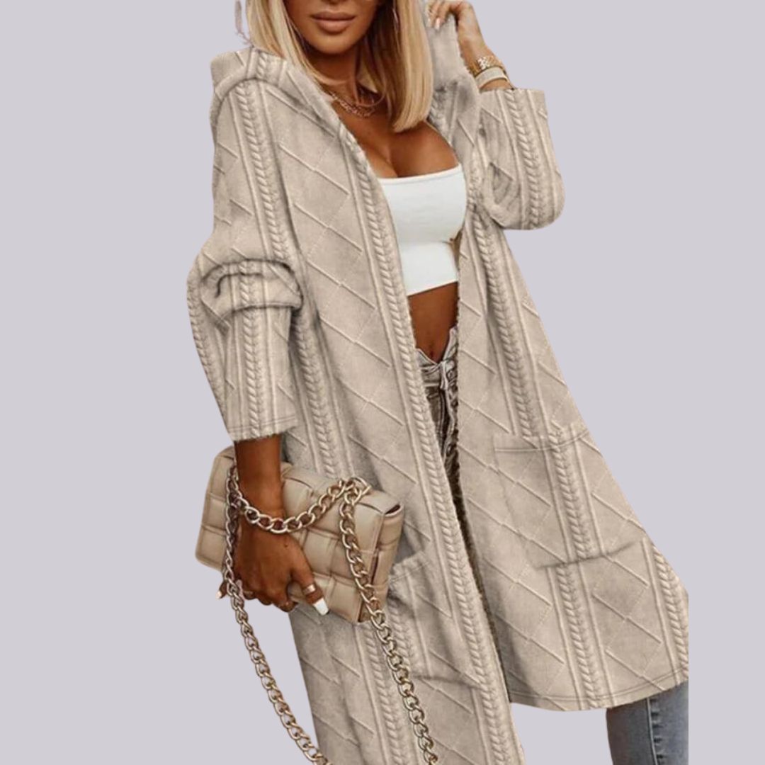 Streetwave Uxue Long Hooded Knit Cardigan For Women Cozy Warmth And Elegant Style
