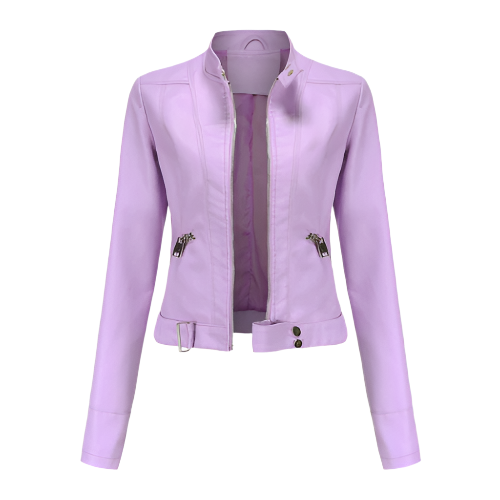 Street-Wave Women PU Leather Jacket Elegant Durable Zippered Front For Modern Fashion Lovers