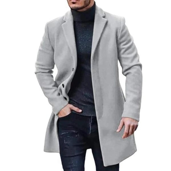 Street-wave Mens Wool Coat With Breathable Comfort And Warm Single Breasted Style