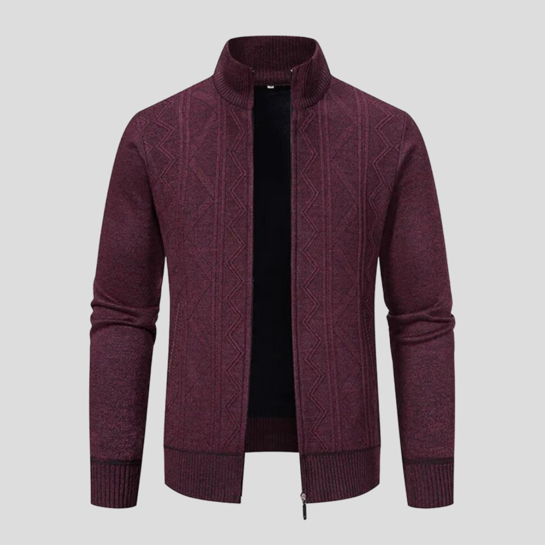 Street Wave Geometric Wool Jacket For Men With Ribbed Collar And Luxe Insulation