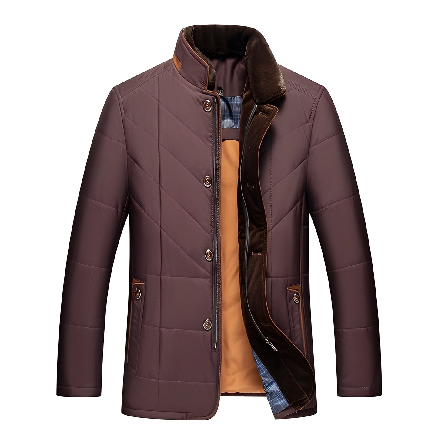 Street-wave Quilted Jacket For Men With Premium Comfort And Timeless Chevron Design