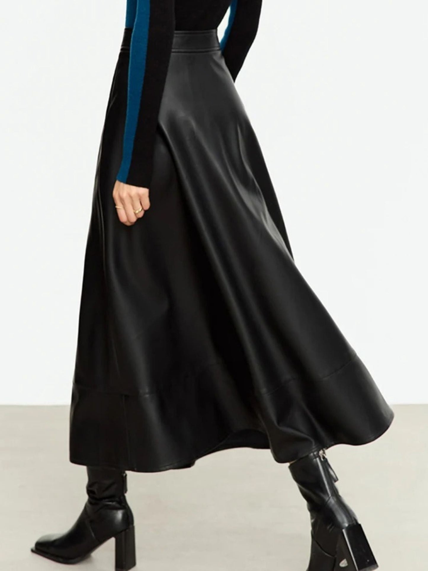 Streetwave Faux Leather A Line Skirt With Front Button Detail Ankle Length For Women Chic