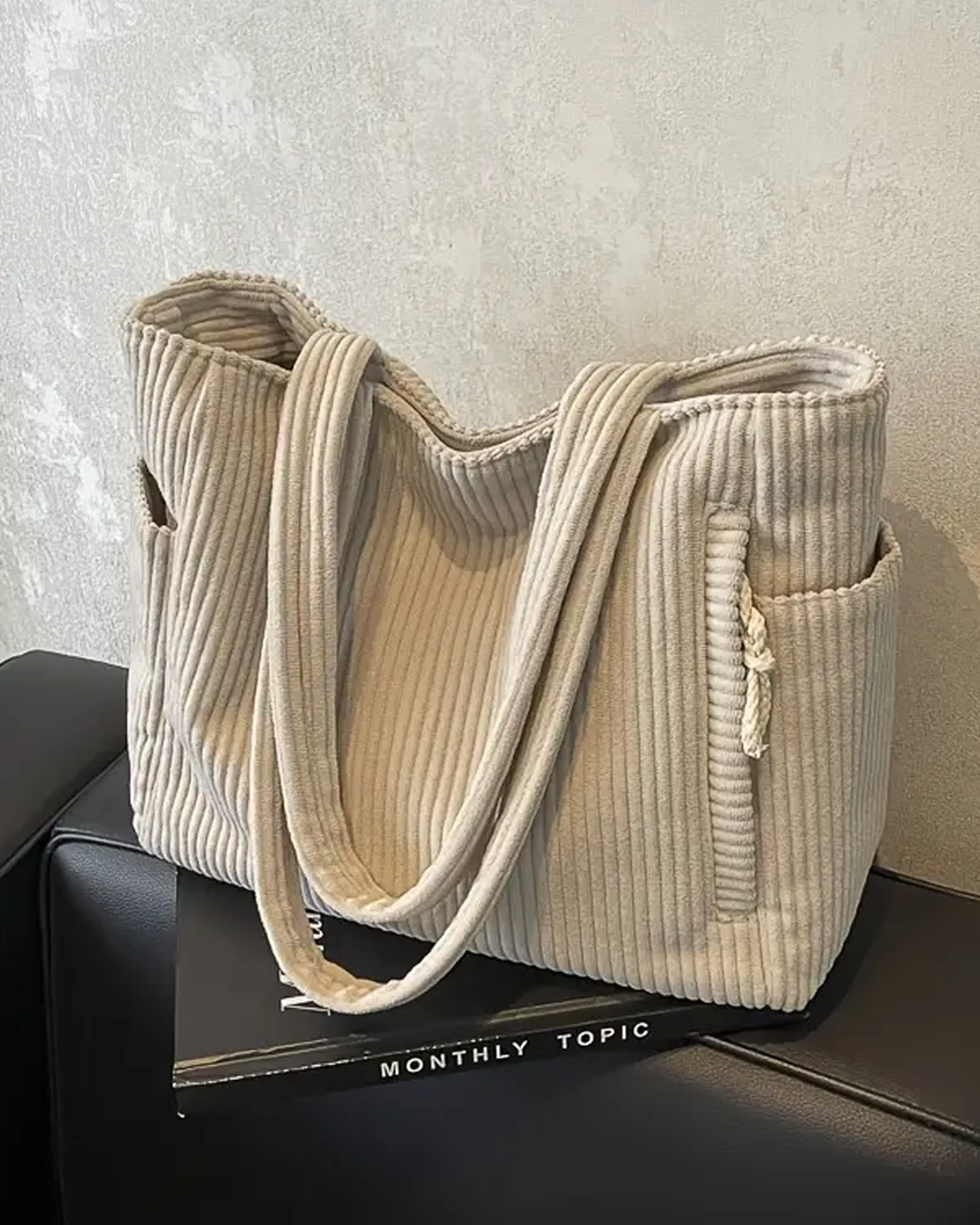 Aubrey Corduroy Tote Bag Street Wave For Everyday Use Roomy