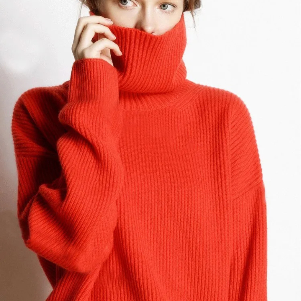 Street Wave Oversized Pullover For Women With High Polo Neck Cozy Autumn Layering Warmth