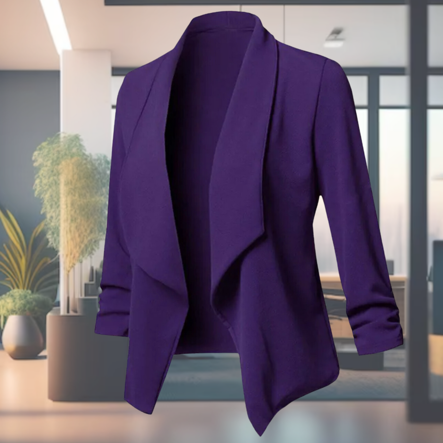 Streetwave Open Front Lightweight Blazer Burgundy For Women With Elegant Draped Silhouette And No Closure