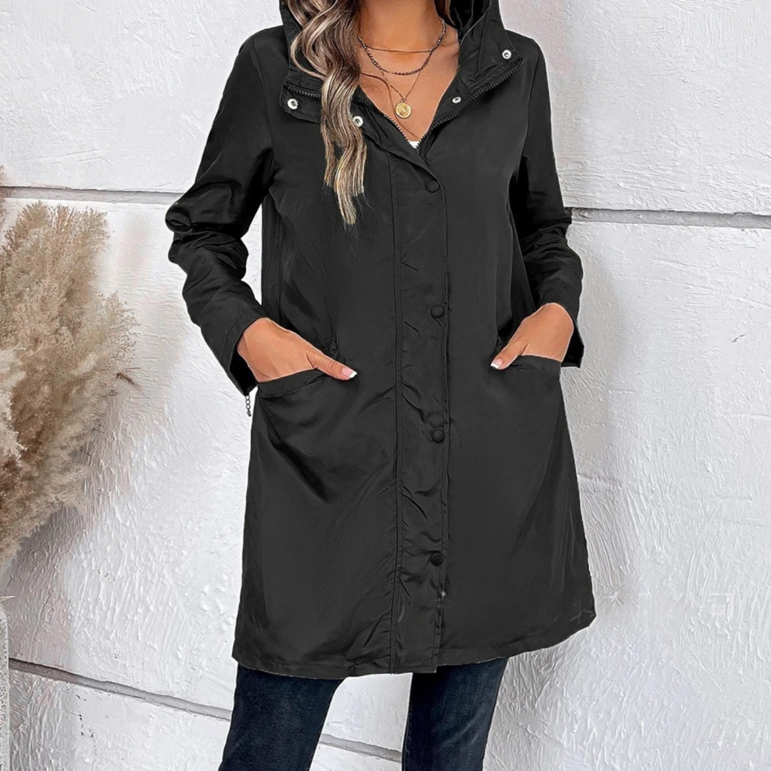 Street Wave Hooded Windbreaker For Women Lightweight Windproof Rain Resistant Jacket