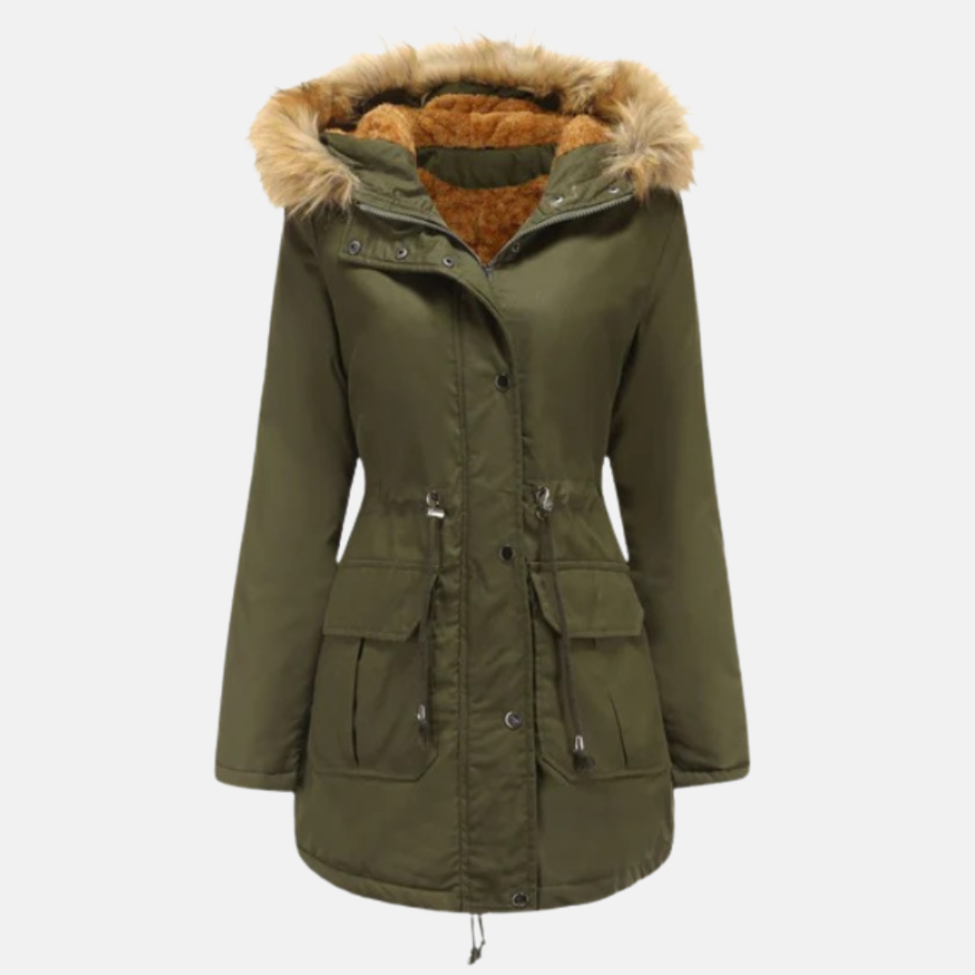 Street-Wave Womens Parka Jacket With Warm Fleece Lining And Faux Fur Hood