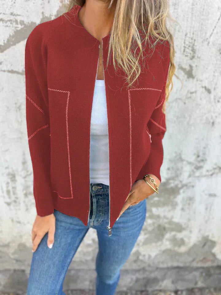 Street-wave Zip Cardigan For Women Cozy Versatile Everyday Essential Layering Outerwear