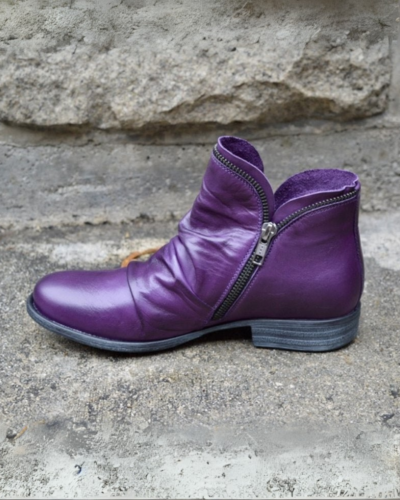 Street-Wave Leather Boots With Zip Closure For Women Warm Lined Comfort And Style