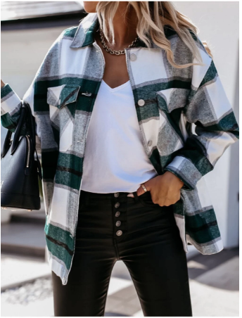 Street-Wave Plaid Flannel Jacket For Women Cozy Everyday Outerwear Casual Chic Comfort Outdoor Wardrobe Essential
