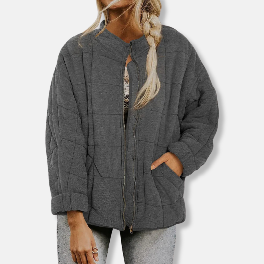 Street-Wave Padded Coat For Women Oversized Quilted Jacket With Stand Collar And Zipper