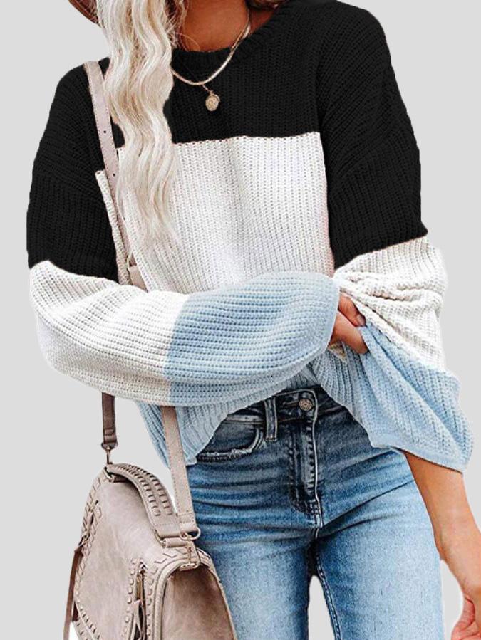 Streetwave Colorblock Knit Sweater For Women Soft Cozy Fall Fashion Pullover For Casual Autumn Wardrobe