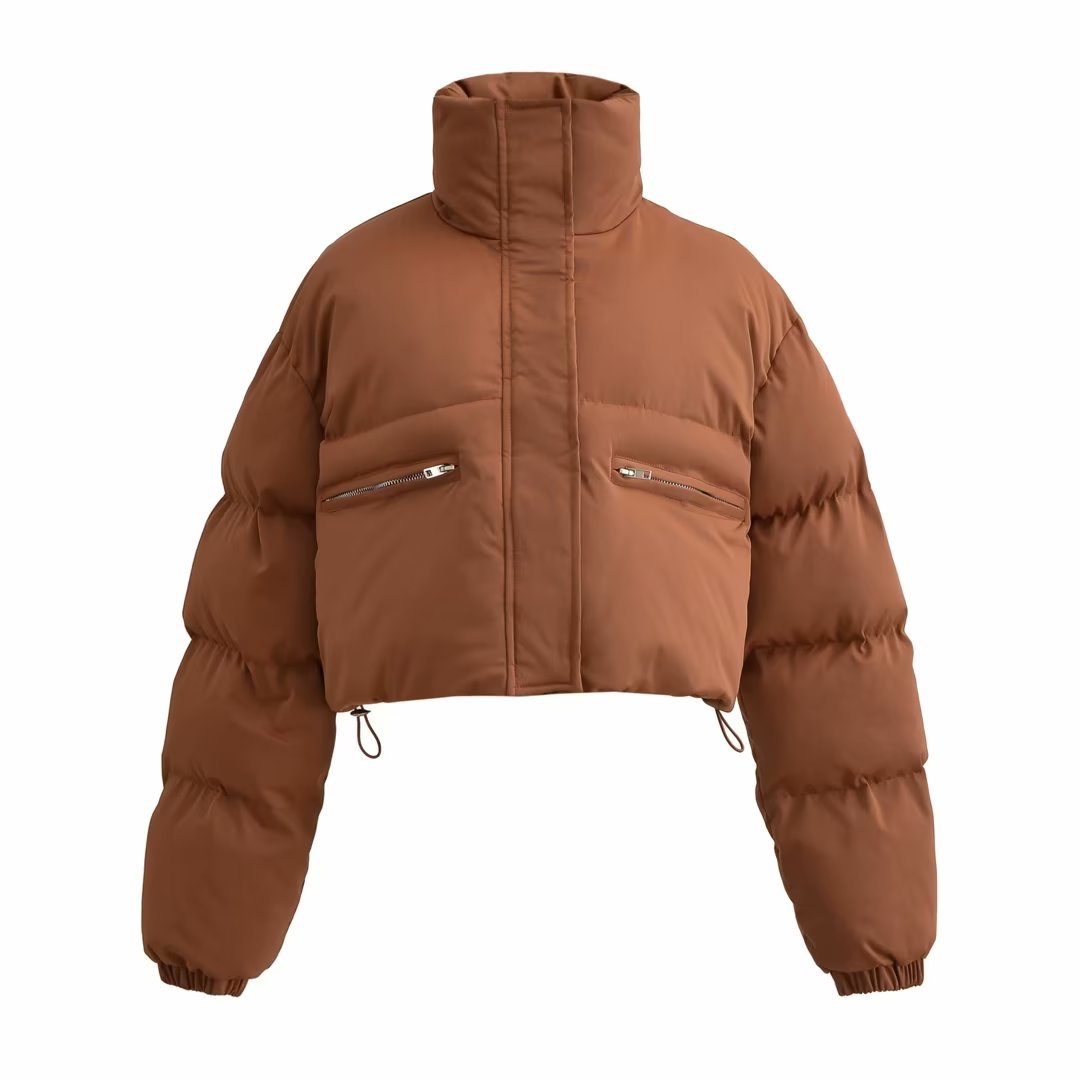 Street-wave Plus Size Cropped Puffer Jacket Oversized Warm Winter Coat For Curvy Women