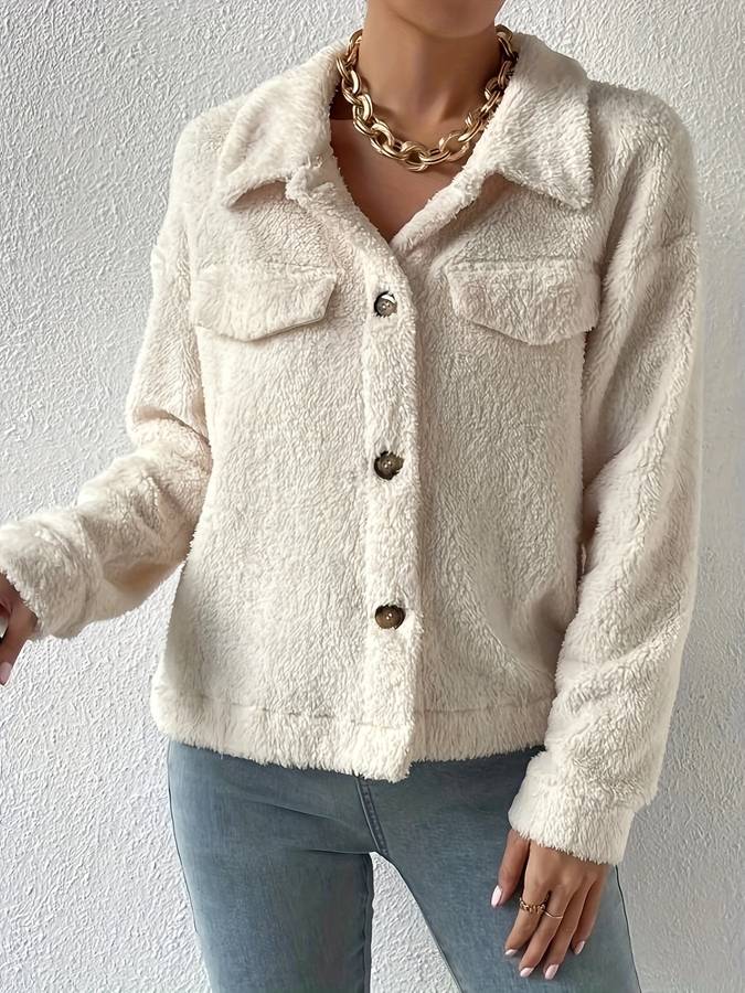 Street-wave Faux Fur Jacket For Women Soft Warm Cozy Relaxed Fit With Long Sleeves