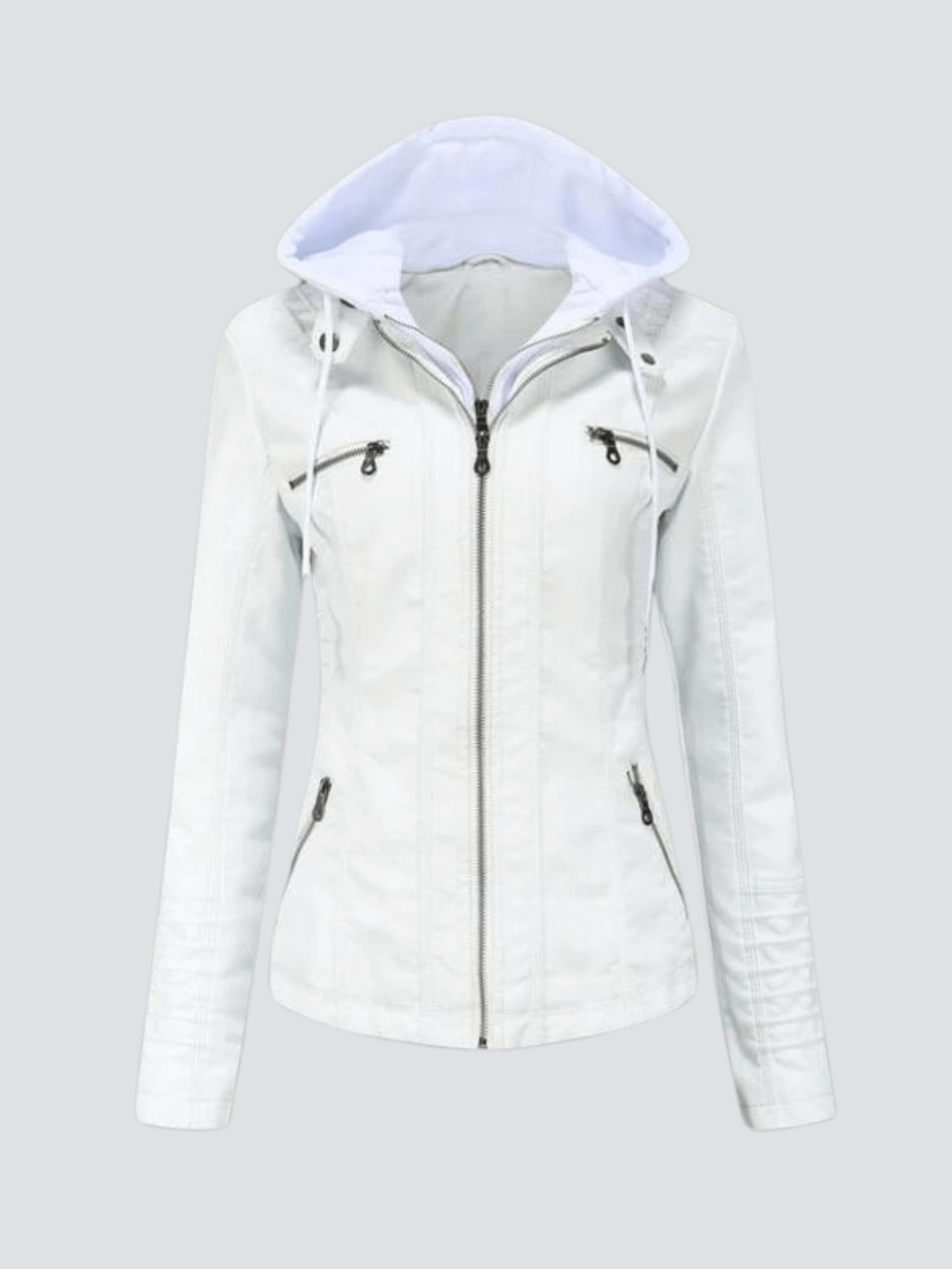 Street-Wave Women's Hooded Leather Jacket - Elegant Fit, Cozy Comfort, Figure-Flattering Silhouette