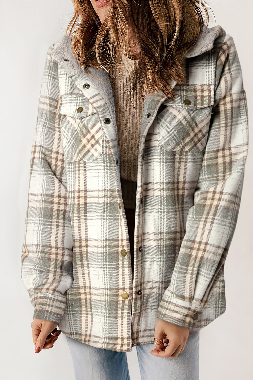 Plaid Fleece Lined Jacket Warm And Stylish Streetwave For Women Everyday Wear With Plush Comfort