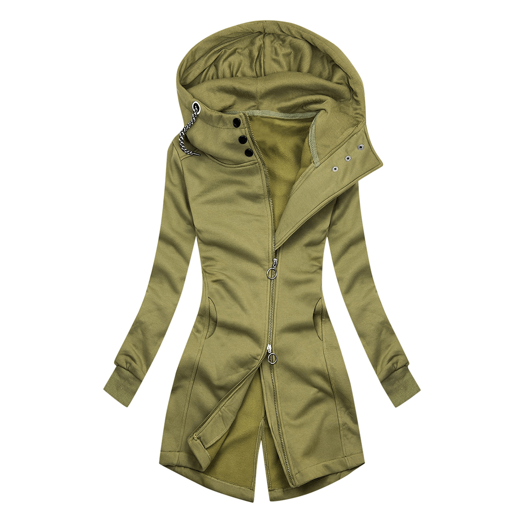 Streetwave Womens Slim Fit Hoodie With High Collar Turtleneck Jacket Coat Soft Cozy Insulated Look