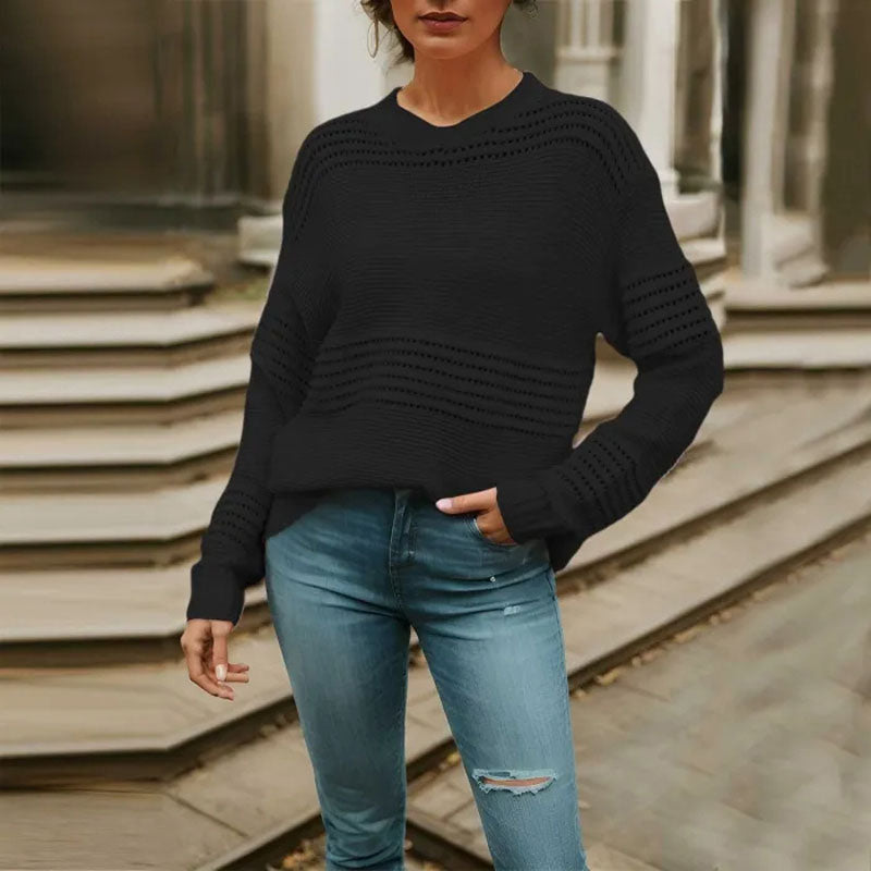 Streetwave Acrylic Knit Sweater With Modern Cutouts For Women Comfortable And Stylish Versatile