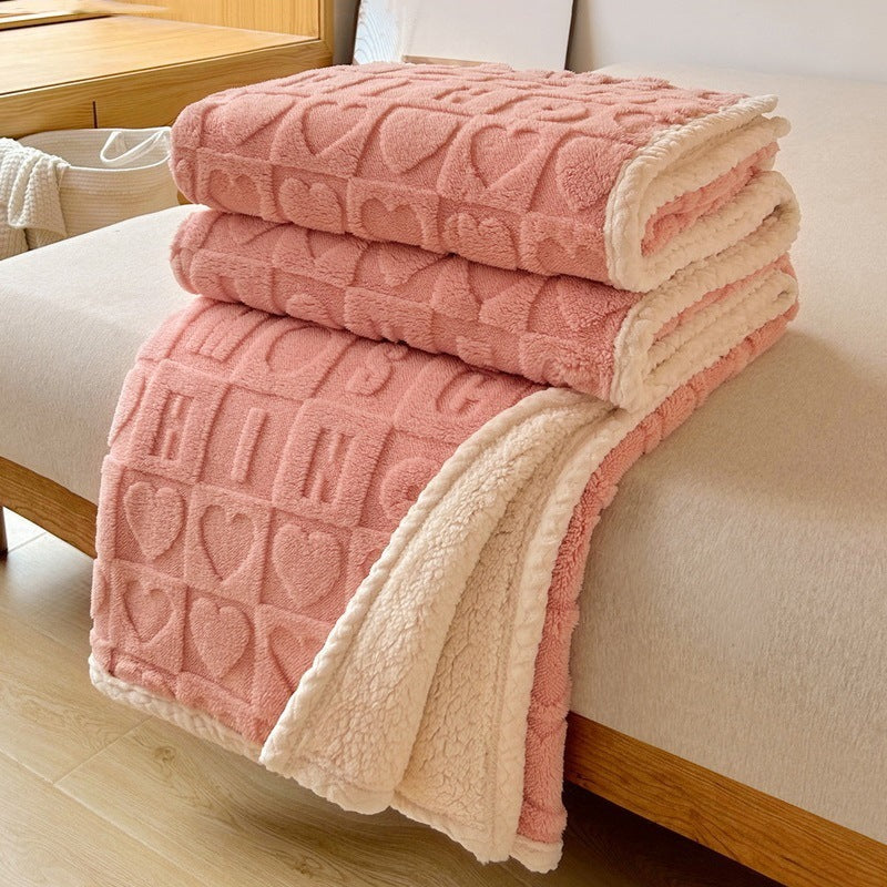 Embossed Sherpa Blanket With Plush Reversible Design