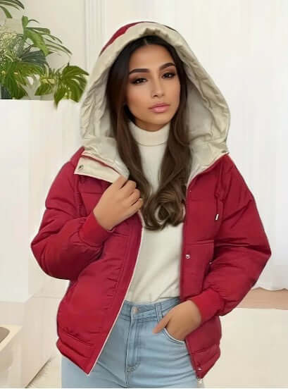 Street-wave Fleece-Lined Hooded Jacket For Women Warm Cozy Winter Outerwear With Windproof Comfort
