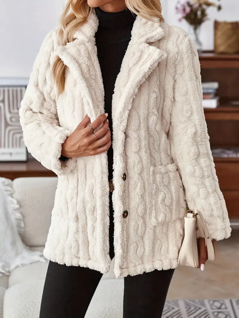 Street-wave Womens Faux Fur Coat Luxurious Cozy Long-Sleeve Outerwear For Modern Fashionistas