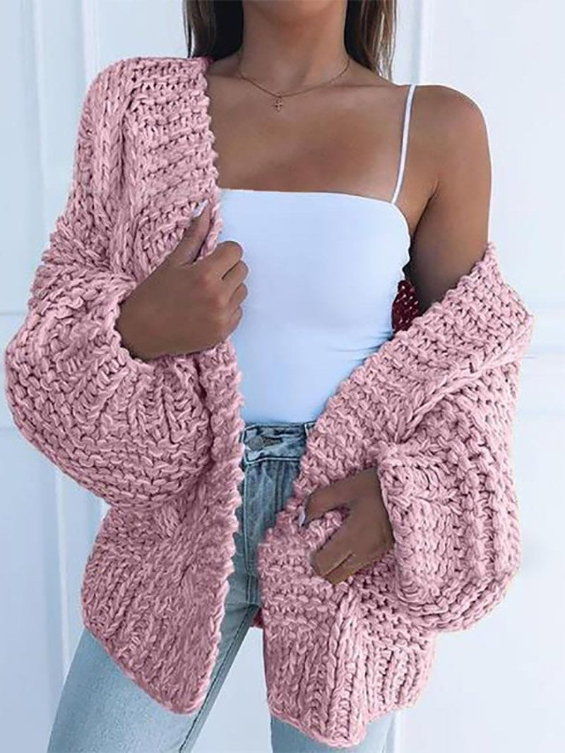Street Wave Chunky Knit Cardigan Soft Warm Comfort For Women Cozy Everyday Wear Essential