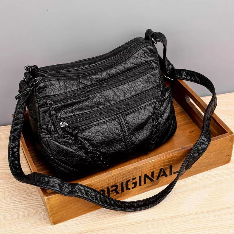 Maura Soft Leather Bag By Streetwave For Women Luxurious Comfort With Multiple Zippers Crossbody