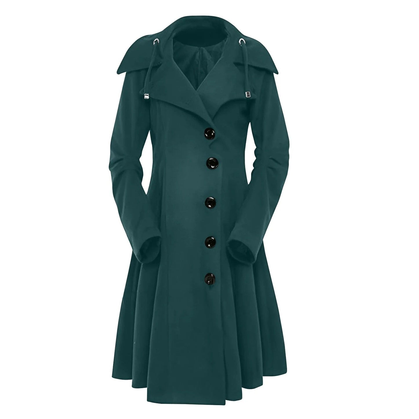 Street Wave Burgundy Hooded Trench Coat For Women Elegant Windproof Weatherproof Coat With Tailored Fit