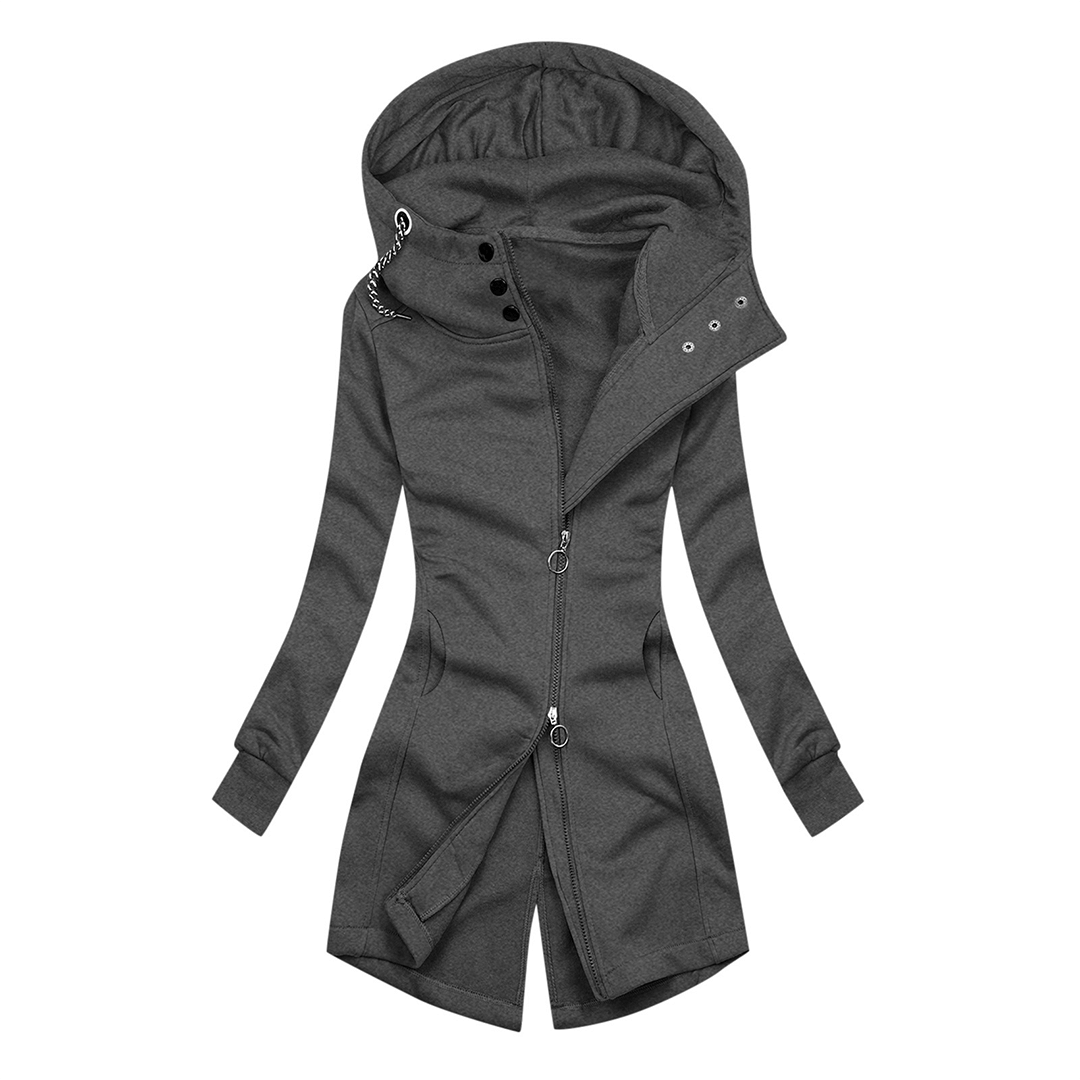 Streetwave Womens Slim Fit Hoodie With High Collar Turtleneck Jacket Coat Soft Cozy Insulated Look