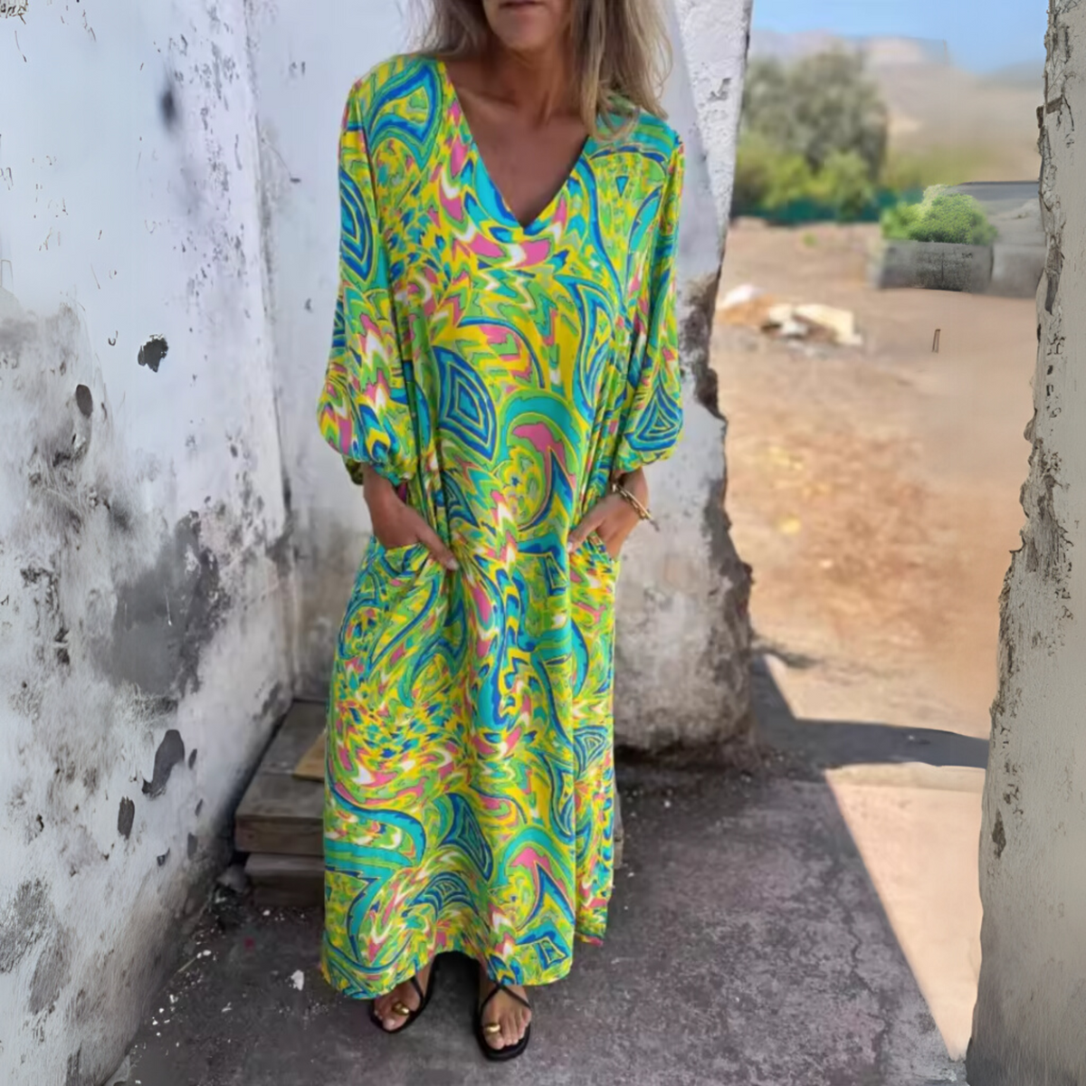 Women's Spring Dress with Flowing Design and Lightweight Fabric