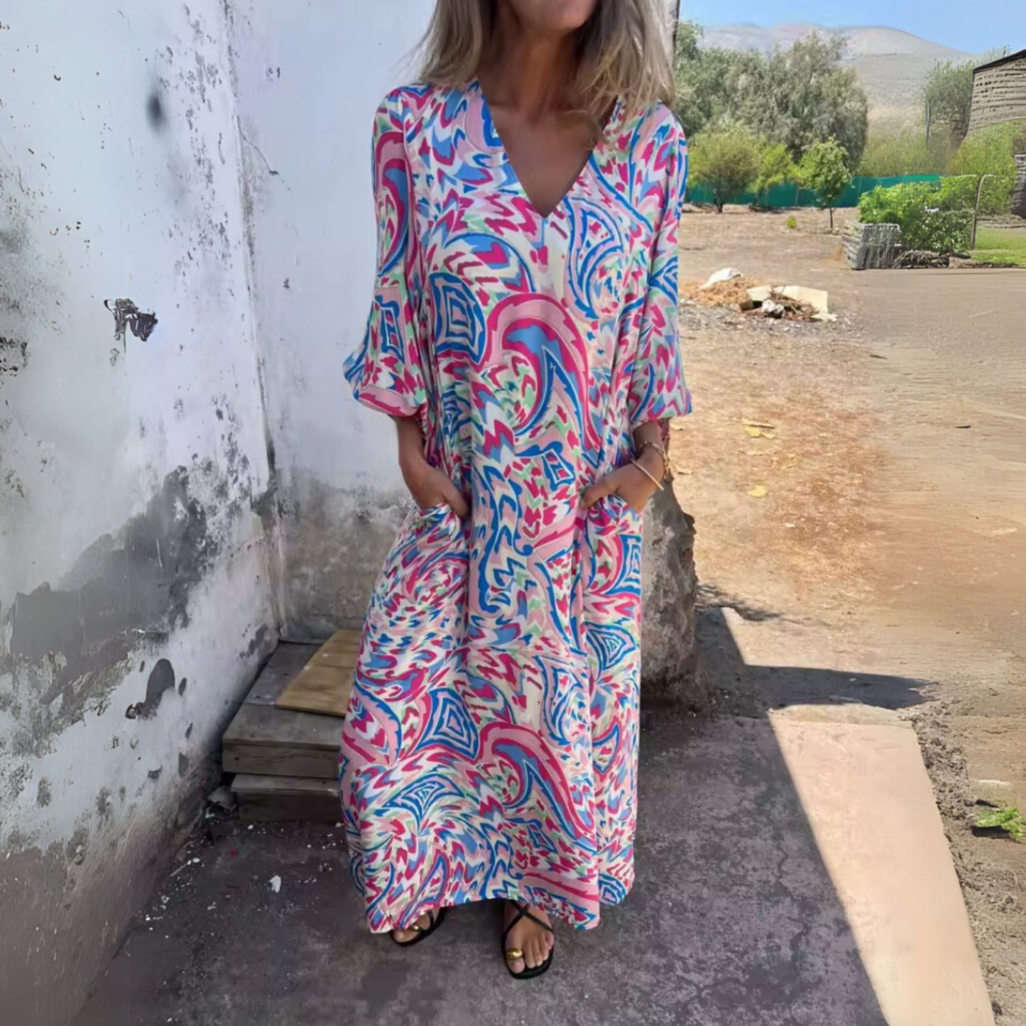 Women's Spring Dress with Flowing Design and Lightweight Fabric