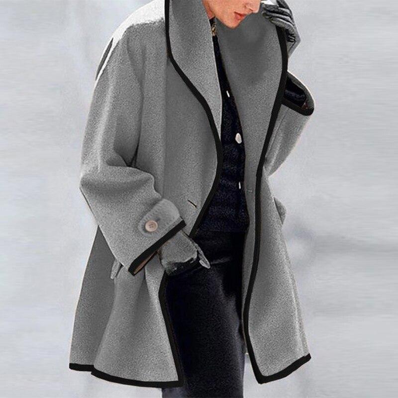 Street-Wave Wool Coat Open Front With Lapel Collar Relaxed Mid Thigh Length For Modern Streetwear Fans
