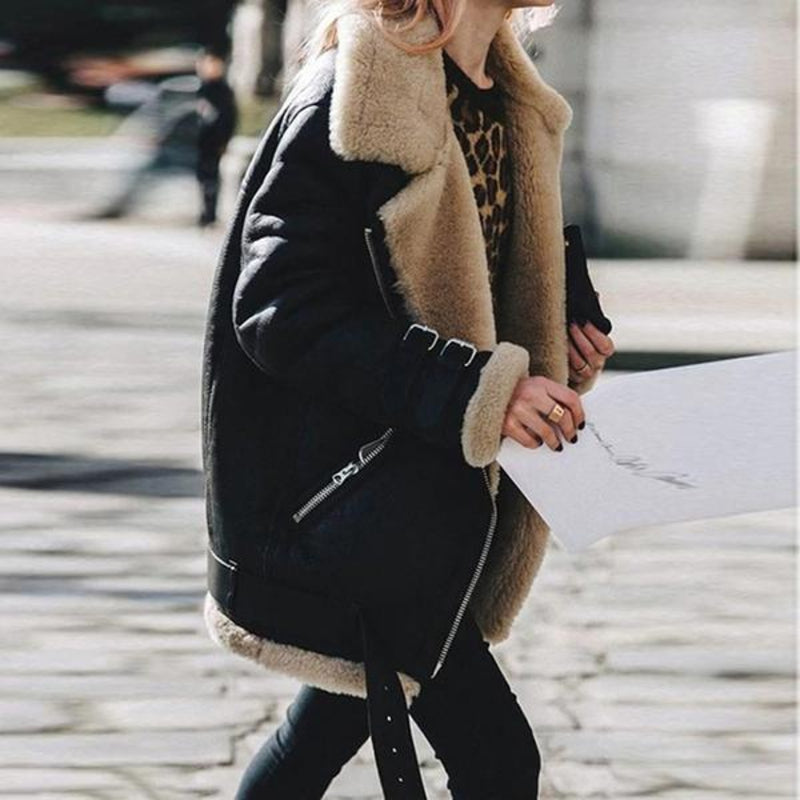 Streetwave Womens Winter Jacket Warm Cozy Fleece Lined Casual Coat With Shearling Trim