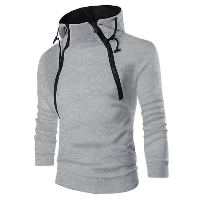 Street-wave Hooded Sweatshirt High Neck Design Cozy Streetwear For Men And Women