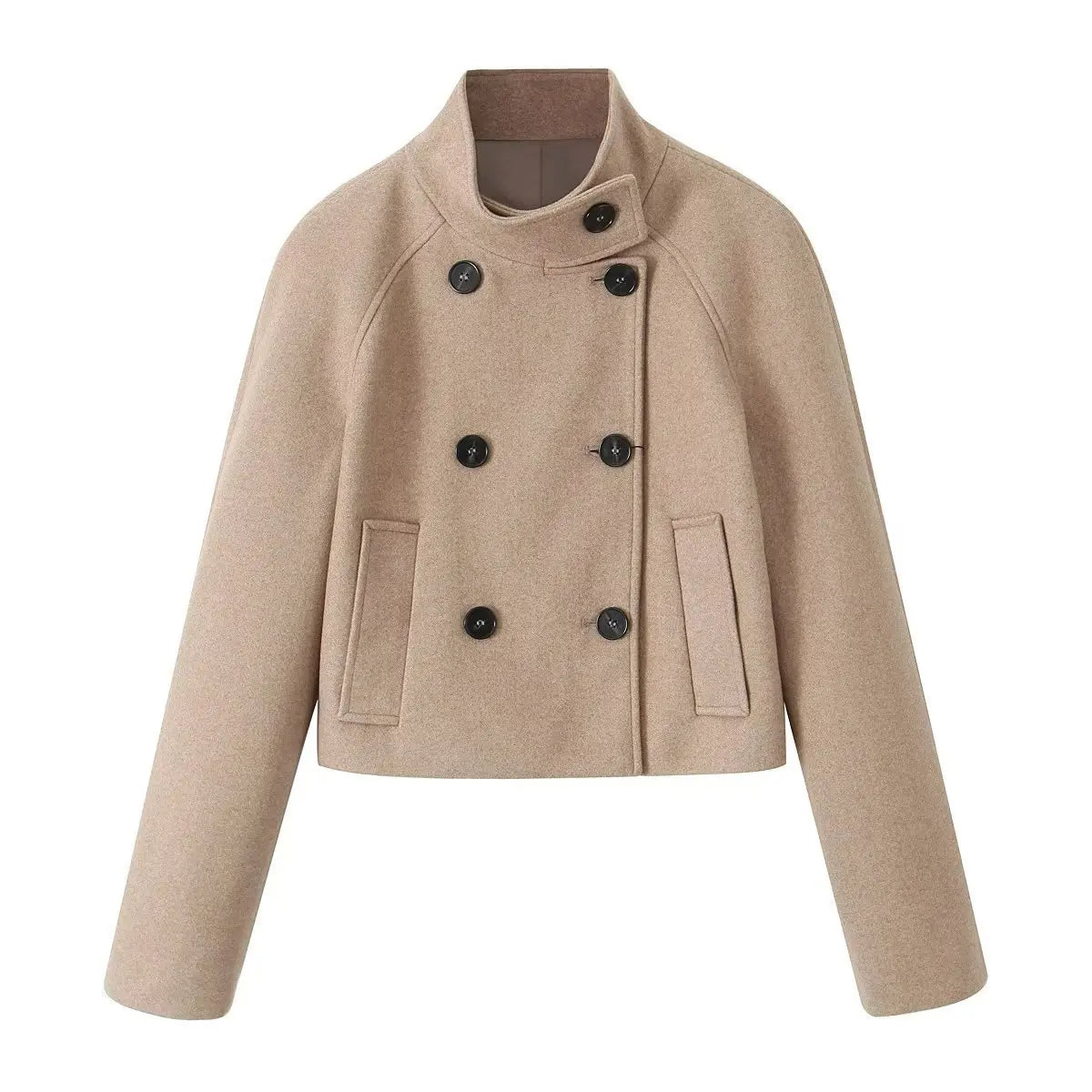 Street-Wave Vintage Winter Coat For Women Double Breasted Stand Collar Warmth And Timeless Style
