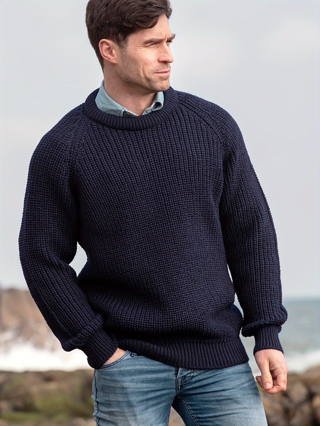 Street-Wave Thick Knit Cardigan For Men Warm Wool Comfort With Rugged Timeless Style