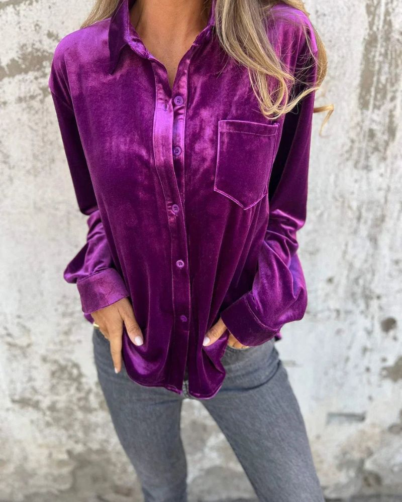 Streetwave Velvet Blouse For Women Elegant Warmth Soft Timeless Style