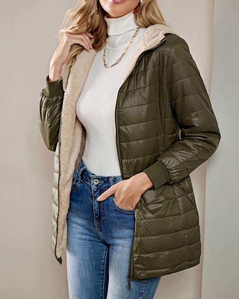 Street-wave Women Puffer Coat With Faux Fur Lining Hooded Long Winter Coat Luxurious Warmth