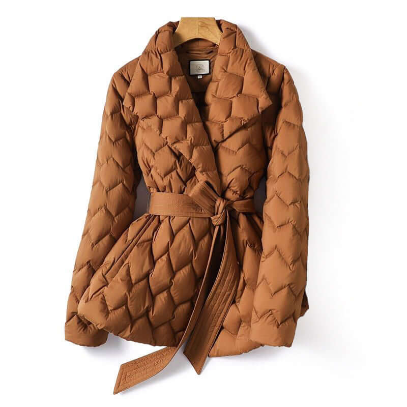 Street-Wave Womens Lightweight Down Jacket With Cozy Quilted Insulation And Belted Fit