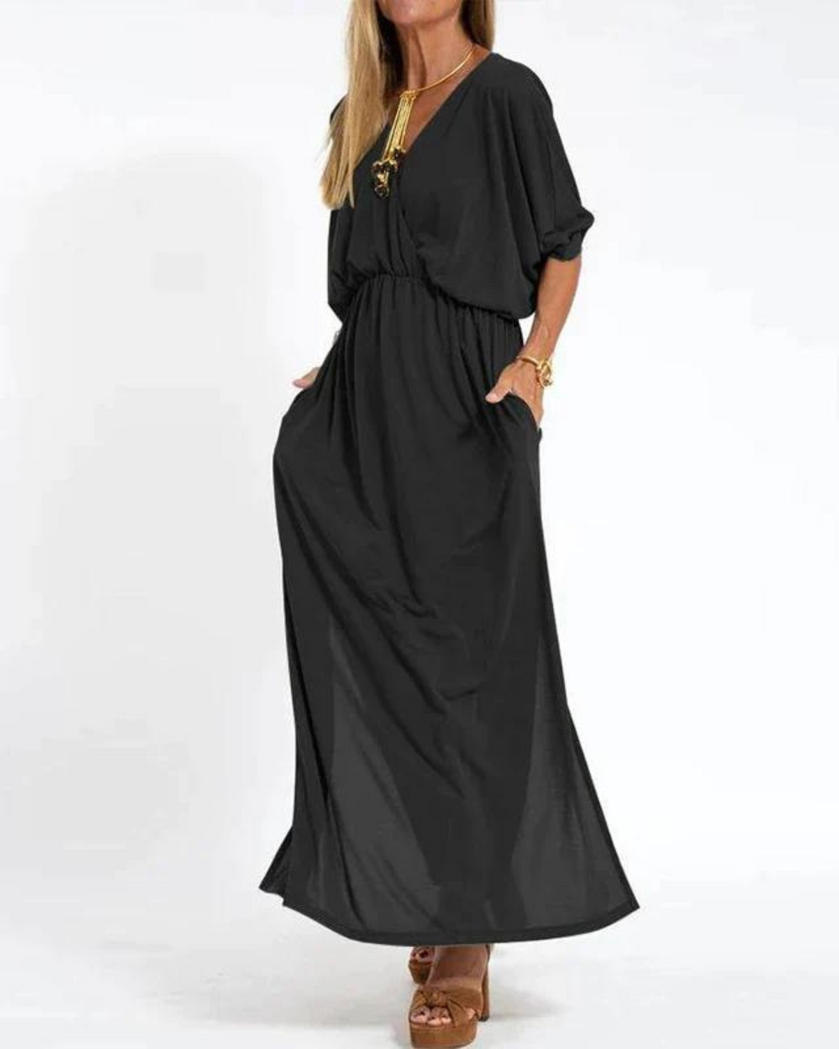 Women's Long Dress with Flowy Design and Adjustable Straps